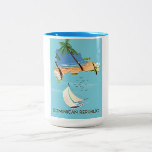 Dominican Republic map Yacht travel poster Two-Tone Coffee Mug