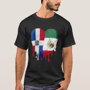 Dominican Republic Mexico Flag Heart Citizen Patri T-Shirt