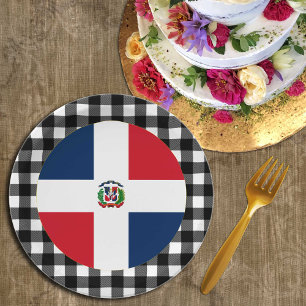 Dominican Republic Plate, buffalo plaid & Flag Paper Plate