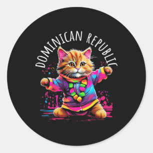 Dominican Republic Quirky Funny Colourful Dancing Classic Round Sticker