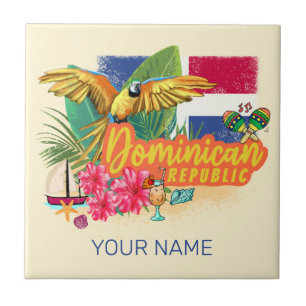 Dominican Republic Retro Caribbean Island Parrot Ceramic Tile