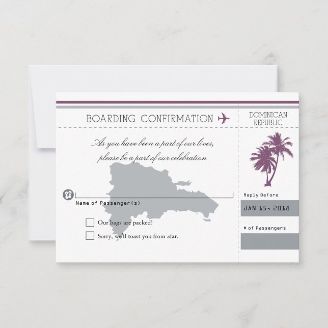 Dominican Republic RSVP Palm Tree Card (Front)