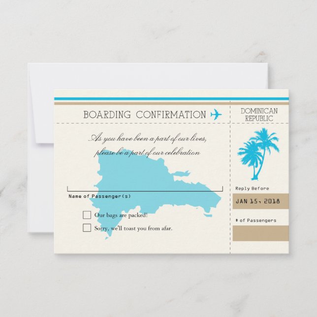 Dominican Republic RSVP Palm Tree Card (Front)
