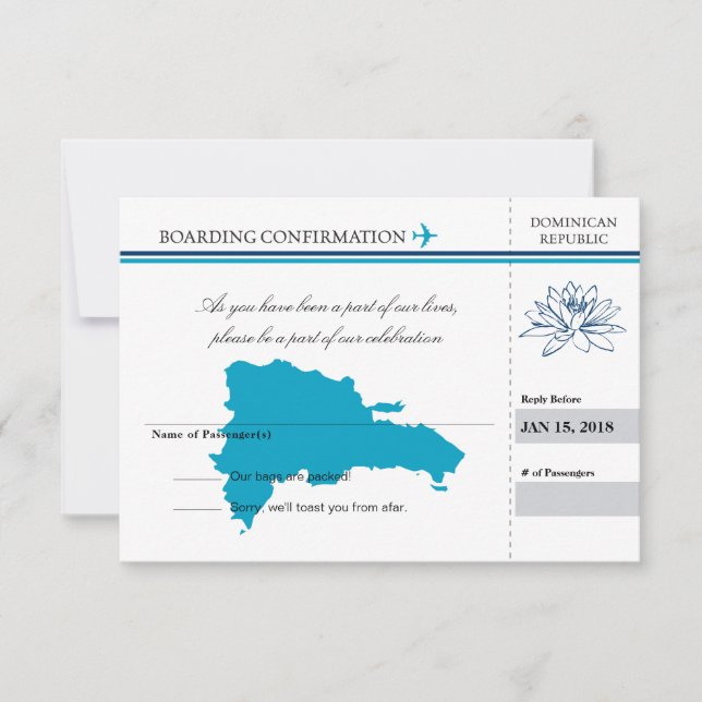 Dominican Republic RSVP Palm Tree Invitation (Front)