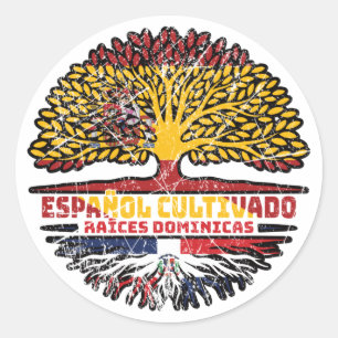 Dominican Republic Spain Spanish Tree Roots Flag Classic Round Sticker