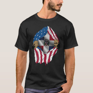 Dominican Republic USA Dominican roots flag T-Shirt