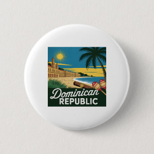 Dominican Republic Vintage Colonial Architecture F 6 Cm Round Badge