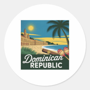Dominican Republic Vintage Colonial Architecture F Classic Round Sticker
