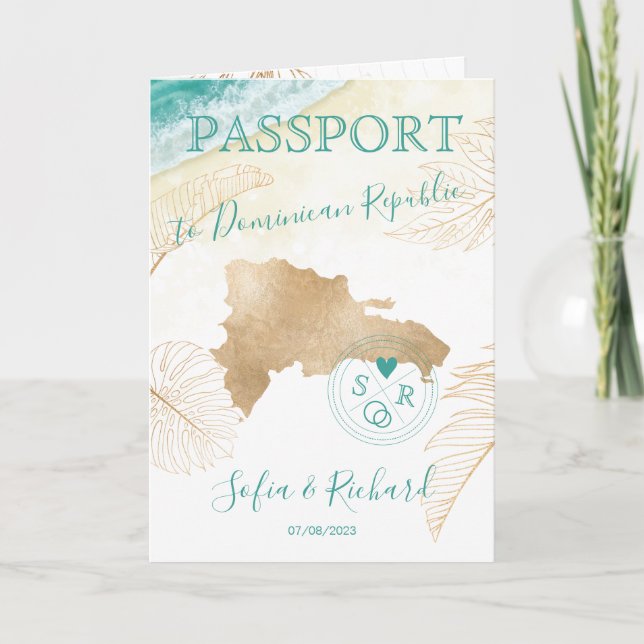 Dominican Republic Wedding Destination Passport Invitation (Front)