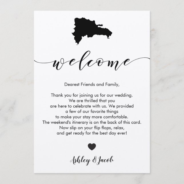 Dominican Republic Wedding Welcome Itinerary Card (Front)