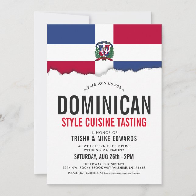 Dominican Themed Cuisine | Party Flag Invite (Front)