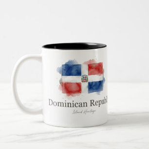 Dominican Watercolor Flag   Caribbean Heritage Two-Tone Coffee Mug