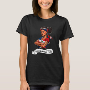 Dominicana Girl Flag RD Dominican Republic Pride W T-Shirt