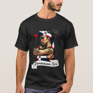 Dominicana Girl Flag RD Dominican Republic Pride W T-Shirt