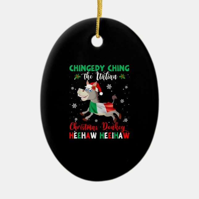 Dominick The Christmas Donkey-Italian Donkey Ceramic Ornament (Front)