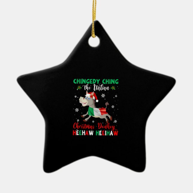 Dominick The Christmas Donkey-Italian Donkey Ceramic Ornament (Front)