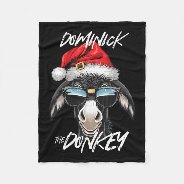 Dominick The Donkey Funny Christmas Italian Christ Fleece Blanket (Front)