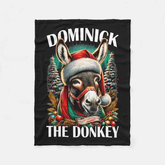 Dominick The Donkey Funny Christmas Italian Christ Fleece Blanket (Front)