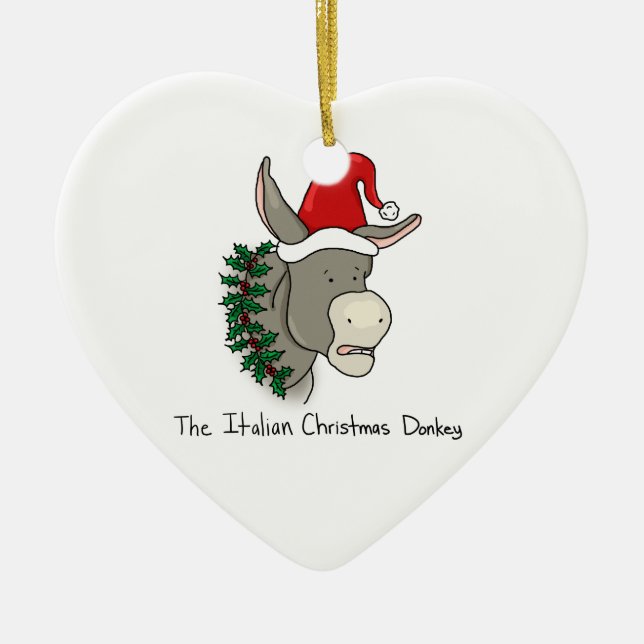 Dominick the Italian Christmas Donkey Ceramic Tree Decoration (Front)