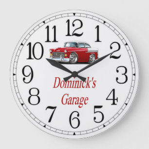 Dominick's Classic Car Garage Large Clock