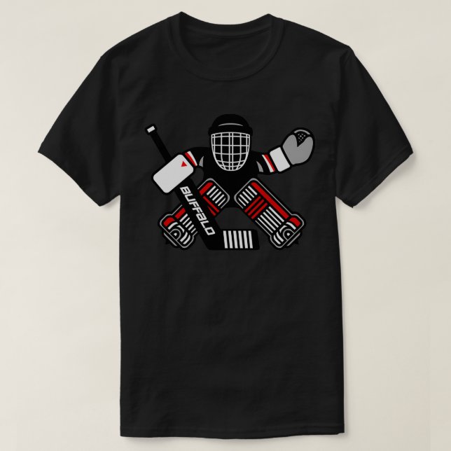 Dominik Hasek Buffalo Hockey Goalie Cartoon T-Shirt (Design Front)