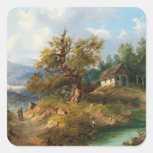 Dominik Schufried A Mountainous Landscape with... Square Sticker
