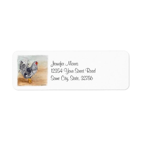 Dominique Chicken Rooster Watercolor Artwork Return Address Label