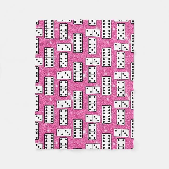 Domino Pieces Dominoes Board Game Pink Glitter Fleece Blanket (Front)