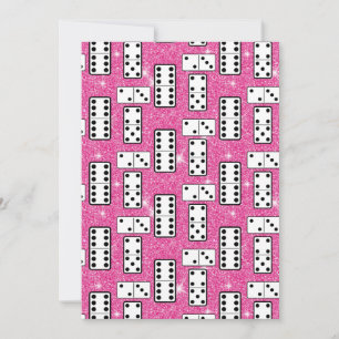 Domino Pieces Dominoes Board Game Pink Glitter Invitation