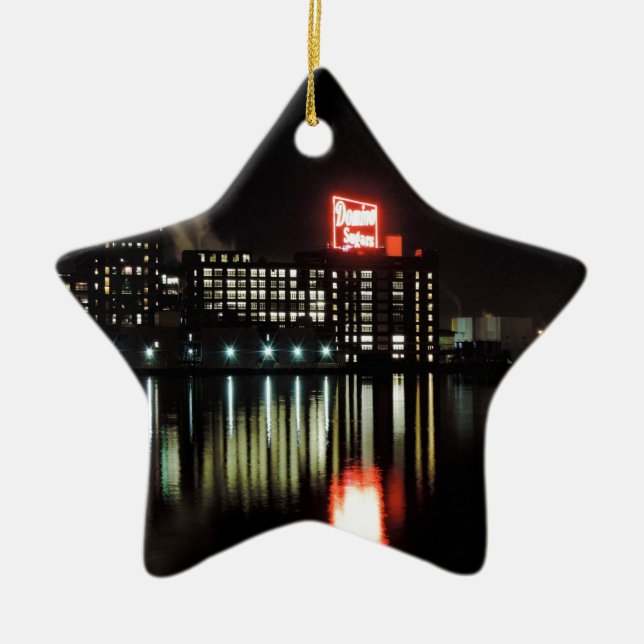 Domino Sugar Baltimore at Night Ceramic Ornament (Front)