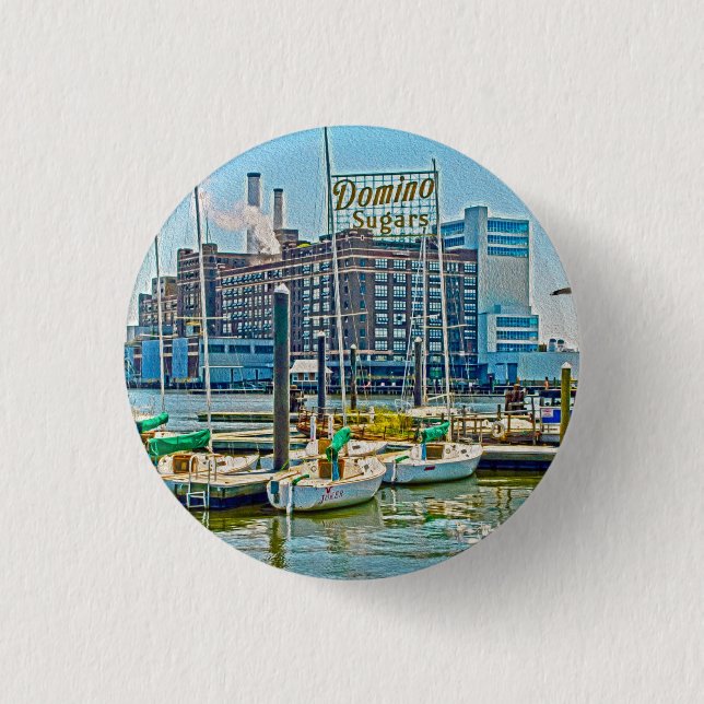 Domino Sugars Factory, Baltimore, Maryland, Poster 3 Cm Round Badge (Front)