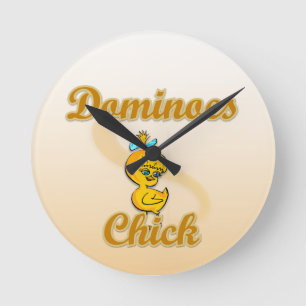 Dominoes Chick Round Clock