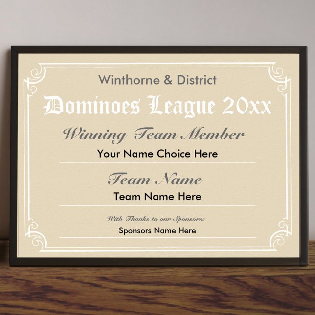 Dominoes Competition Certificate Poster (Creator Uploaded)