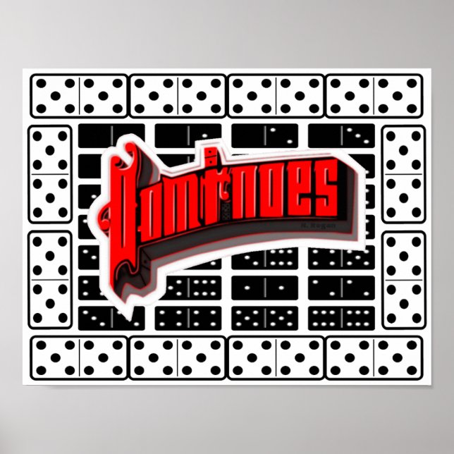 Dominoes Gaming Typography Decor Poster (Front)