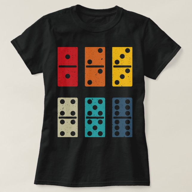 Dominoes tiles retro cool colours dominoes player  T-Shirt (Design Front)