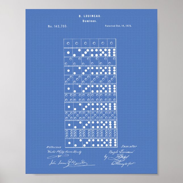 Dominos 1873 Patent Art Blueprint Poster (Front)