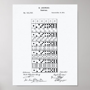 Dominos 1873 Patent Art White Paper Poster
