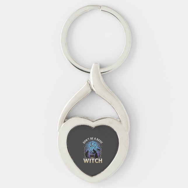 Don Be Basic Witch Halloween Cauldron Black Cats Key Ring (Front)