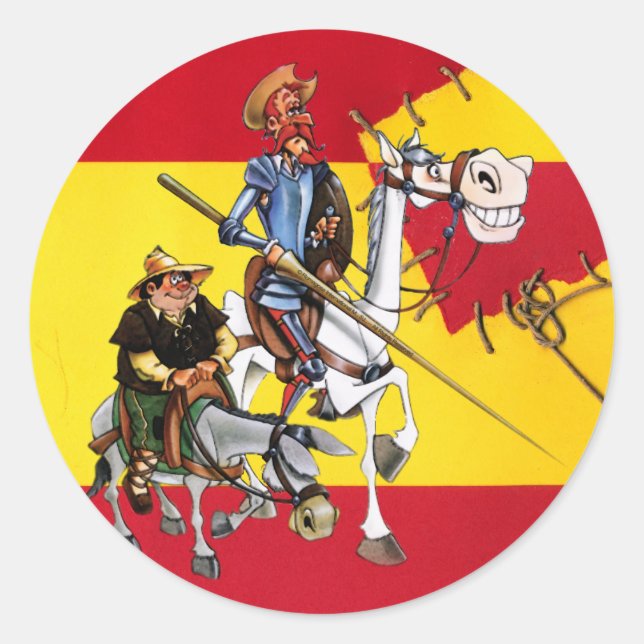 DON QUIJOTE&SANCHO - Windmill Spanish-flag Classic Round Sticker (Front)