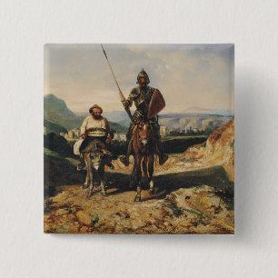 Don Quixote and Sancho 15 Cm Square Badge