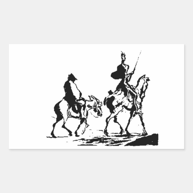 Don Quixote and Sancho Panza art Rectangular Sticker (Front)