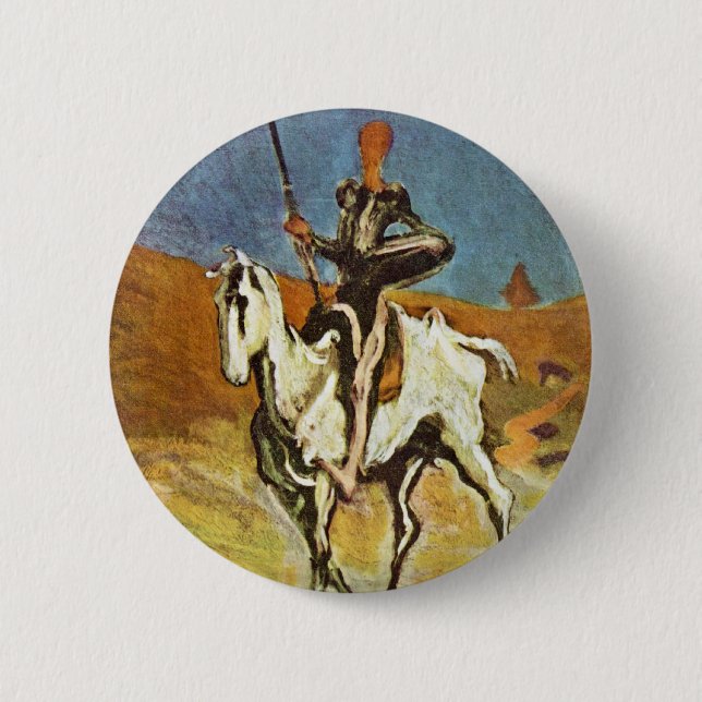Don Quixote And Sancho Panza By Daumier Honoré (Be 6 Cm Round Badge (Front)