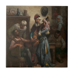 Don Quixote and Sancho Panza Entertained by Basil Ceramic Tile