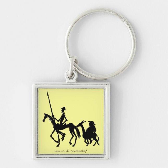 Don Quixote and Sancho Panza graphic art keychain (Front)