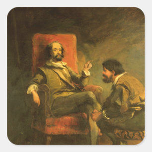 Don Quixote and Sancho Panza Square Sticker