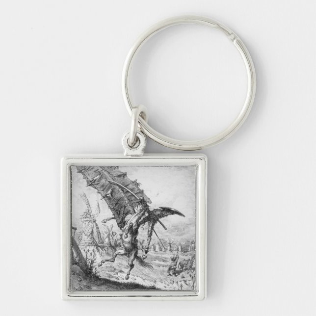 Don Quixote and the Windmills Key Ring (Front)