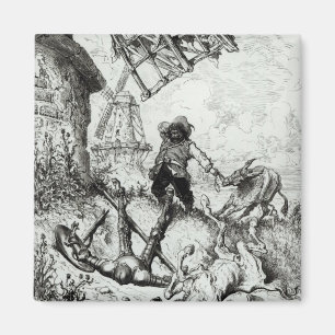 Don Quixote and the Windmills Magnet