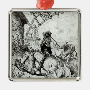 Don Quixote and the Windmills Metal Tree Decoration
