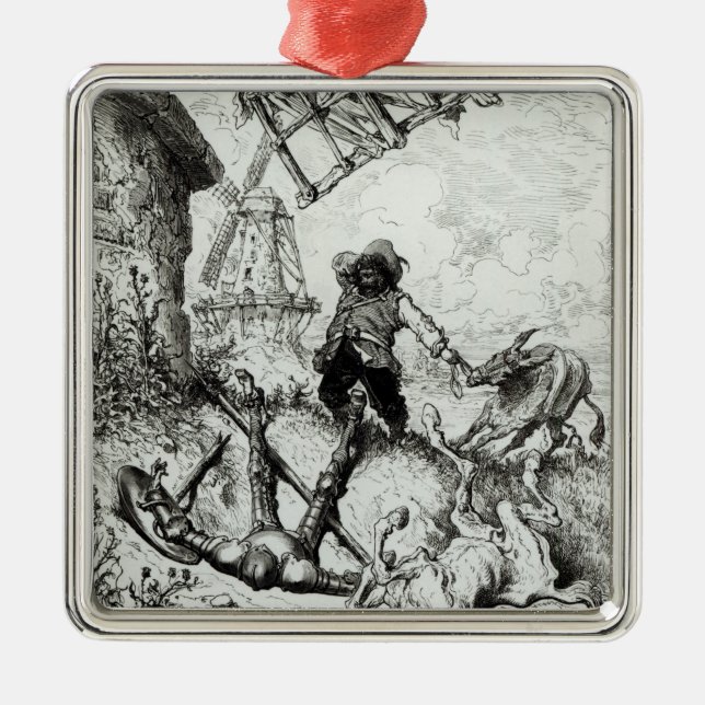Don Quixote and the Windmills Metal Tree Decoration (Front)