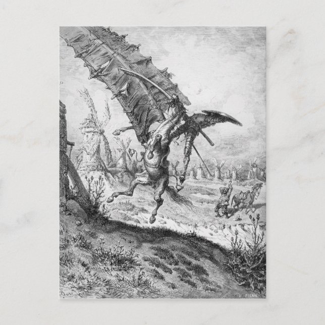 Don Quixote and the Windmills Postcard (Front)